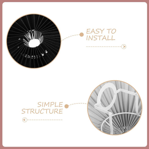 Ipetboom 2pcs 31cm Umbrella Pleated Lamp Shades for Table and Floor Lamps Fabric Black and White Diameter for Living