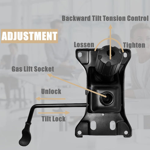 Heavy Duty Office Chair Tilt Control Mechanism Replacement Parts, 500LBs Swivel Tilt Base with 5.95" x 10.15" Mounting
