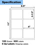 Risepekt 600 6 Labels,4" 3-1/3" 100 6 6 Pcs Up x Shipping Address Labels for Laser & Inkjet and Copier Printer, Sheets