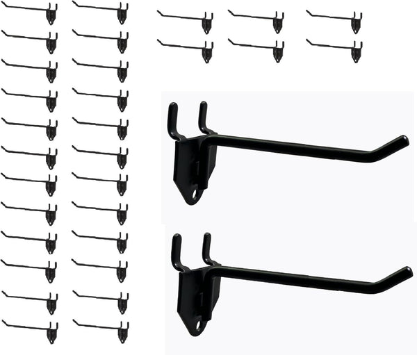 30 Packs 6-inch Long Metal Pegboard Hooks, Standard Hooks for Pegboard Panels