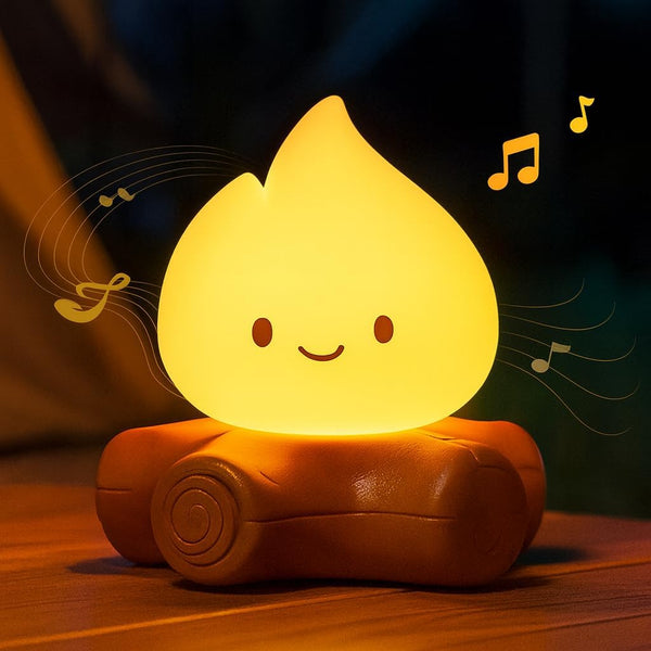 MASHI Table Decorations,Campfire Night Light,USB Rechargeable Flame Lamp with White Noise,Silicone Cute