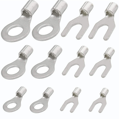 420pcs Non-Insulated Ring Terminals & Fork Connector Kit 22-16/16-14/12-10 Gauge Wire Lugs