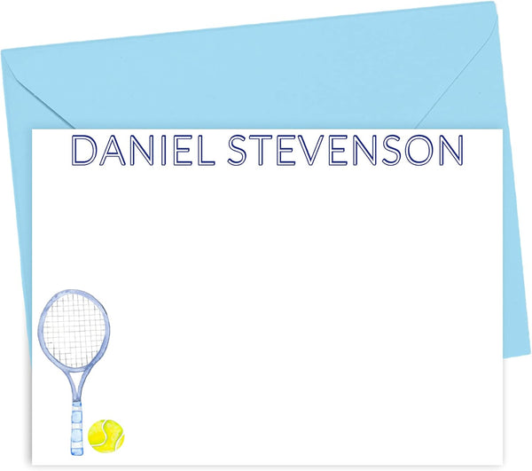 Designing Moments Personalized Tennis Note Cards, Tennis Stationery for Men or Women, Tennis Ball