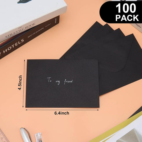 Keketer 5x7 A7 Envelopes with Contour Flap, Gummed Closure, Black, Pack of 100