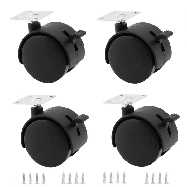 MovFlax 2 Inch Caster Wheels Replacement Furniture Casters with Brake Set of 4,
