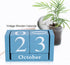 European Perpetual Wooden Calendar, Desktop Block Wood Calendar DIY Yearly Planner, 9.4 x 5.2 x 4.1cm (Blue)