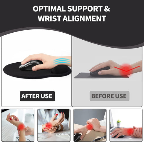 Mouse Pad Wrist Support - Ergonomic Gel Mouse Pad with Wrist Rest, Comfortable for Laptop, Black Marble