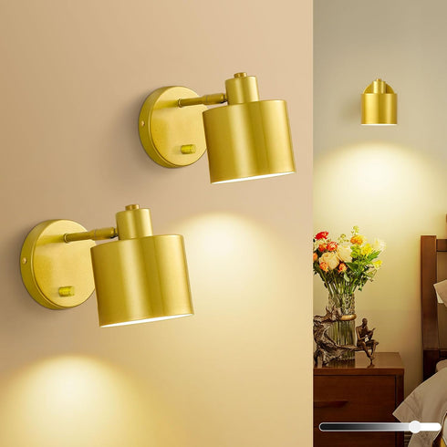 Lightess Sconces Wall Decor Set of 2 with Switch, 350 Rotatable Dimmable