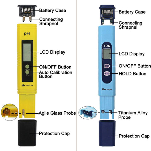 Digital pH & TDS Meters Water Quality Test Kit - 2 in 1 pH Pen Tester TDS PPM Meter for Hydroponic & Aquarium