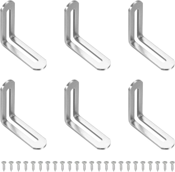 uxcell 6 Pcs Adjustable Right Angle Brackets, Slotted L-Shape Corner Bracket 1.9"x0.7"x1.9",