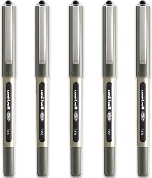 uni-ball Eye Fine Rollerball Pen, 0.7 mm Line, Black, Pack of 5