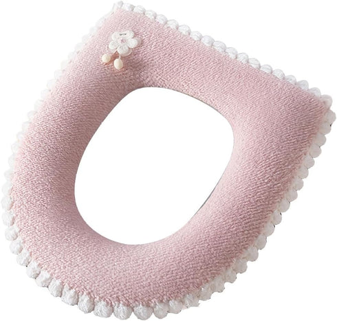 Generic Large Toilet Seat Cover, Fabric Washable Zippered Cushion for Bathroom Comfort
