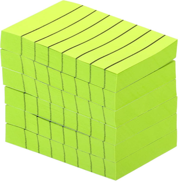 PATIKIL 2 x 3 Inch Lined Sticky Notes, 6 Pack Fluorescent Self-Stick Note Pads, Colorful Memo Post