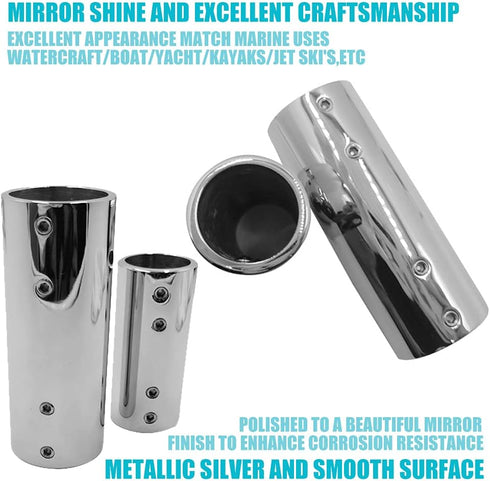Handrail Straight Pipe Fitting Connector, AICWIOO 7/8 Inch 316 Stainless Steel 2-Way Tube Connector for Deck Yacht