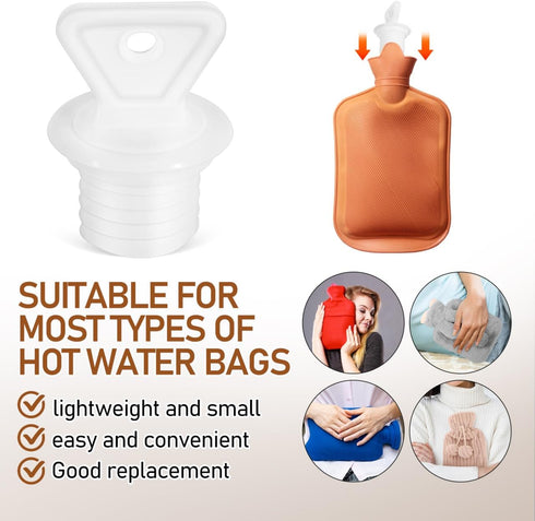 2pcs VOSAREA Hot Water Bottle Stoppers Leakproof Hot Water Bottle Caps Rubber Stopper Plugs for Travel and Camping