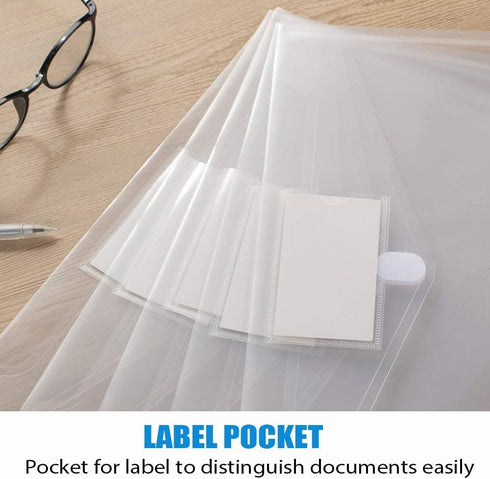 Sooez 36 Pack Plastic Envelopes - Clear Document Folders US Letter A4 Size File Envelopes with Label Pocket