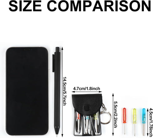 Jutom 10 Set Mini Screwdriver Keychain Set, Includes 3 Mini Screwdrivers in Portable Pouch with Snap Hook