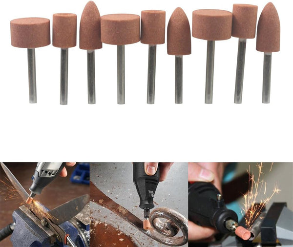 Carving Expert 9pcs Abrasive Mounted Stone for Dremel Rotary Tools Grinding Stone Wheel Head Accessories