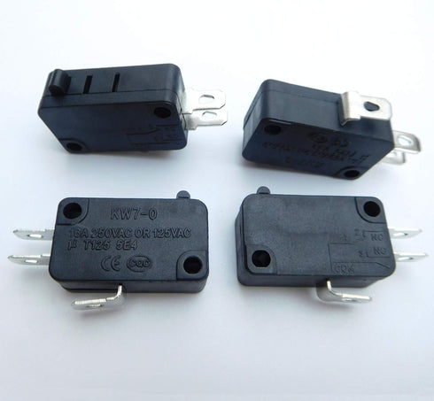 KW7-0 3 Pins 1NO 1NC Microswitches Micro Switch for Electric Cooker, 16A 125V/250V, 6-Pack (Black)