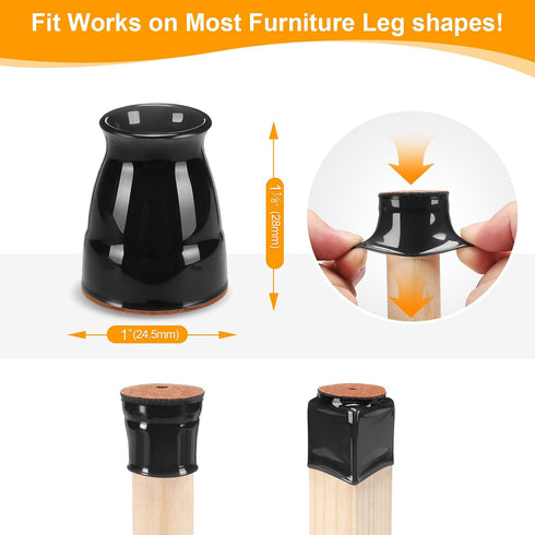 16 Pack CHUNZEXI Extra Small Chair Leg Floor Protectors for Hardwood Floors, Silicone Felt Covers Pads Caps, Protect