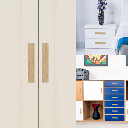4PCS Closet 256mm/10''Hole Wooden Pull Handle, Solid Wood Dresser Wardrobe Door Pull,Cupboard Cabinet Bedside Table