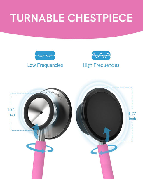 FriCARE Dual Head Stethoscope - Smooth Hot Pink Tube for Nurses and Medical Students