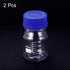 PATIKIL 2 Pcs 100mL Round Graduated Glass Reagent Media Bottle with Blue Screw Cap for Lab, Clear