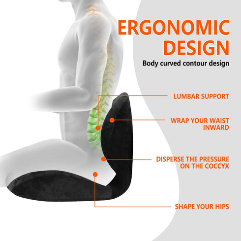 CHIYI 2-in-1 100% Orthopedic Seat Cushion One-Piece with Lumbar Support Memory Foam - Lower Back, Coccyx, Sciatica Pain