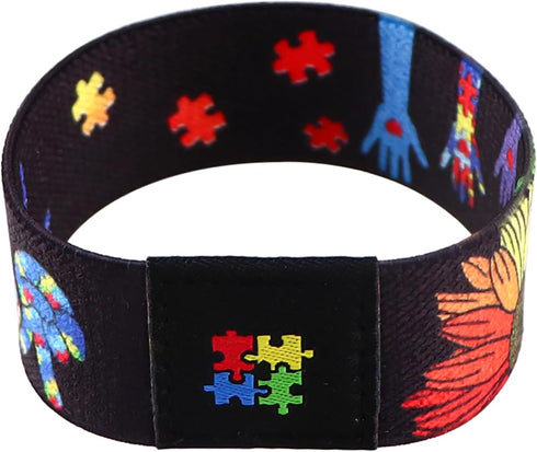 Nanafast Autism Awareness Bracelet - Colorful Elastic Wristband for Women & Men