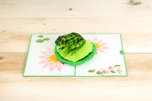 Green Frog Pop Up Card, Blank Frog Card with Envelope for Birthday, Kids Gift, Thank You, Get Well Soon