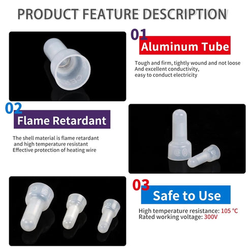 200 Pcs Closed End Crimp Connectors, 12-10 AWG Gauge Wire End Caps Protective Nylon Wire Crimps