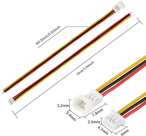 LYJEE 30 Pairs 1.25mm JST 3 Pin Micro Electrical Male and Female Connector Plug for LED Light