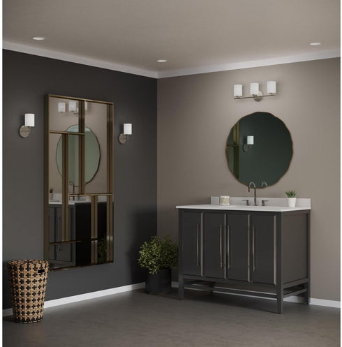 1-Light E26 Progress Lighting Replay Collection Etched White Glass Modern Bath Vanity Light Brushed Nickel