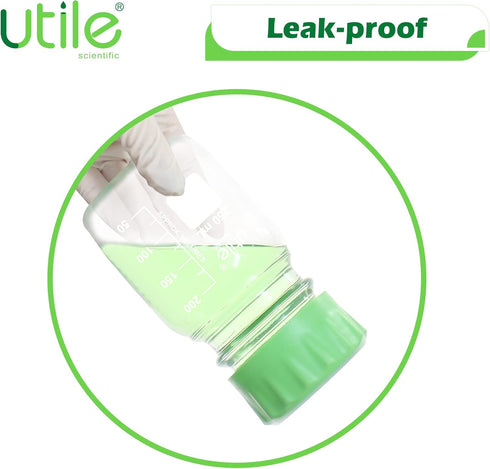 Utile Media Bottle, 3.3 Borosilicate Glass Storage Bottles with GL45 Screw Caps, 4pcs of 250ml Lab Bottles