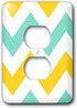 3dRose lsp_179797_6 " Big Yellow and Teal Chevron Zig Zag Pattern Turquoise Zigzag Stripes 2 Plug Outlet Cover, Multicolor by 3dRose
