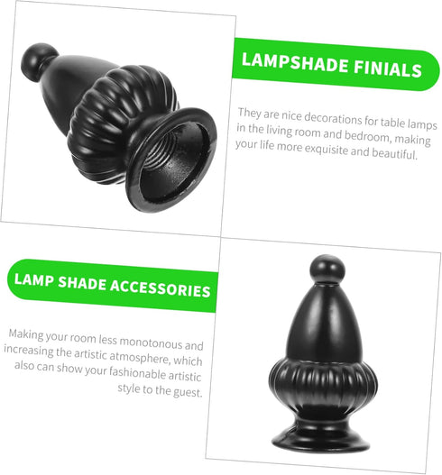 TEHAUX 2pcs Modern Decorative Lamp Finial Knob for Lighting Simple Installation Black Aluminum Shade Accessory