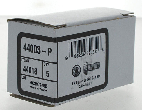 Hillman 44018 Stainless Steel Button-Head Socket Cap Screws, 5 pieces, 3/8"-16 x 1", Zinc