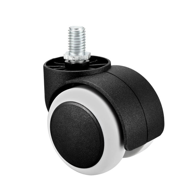 uxcell 2 Inch Office Chair Casters Wheels - PU Twin Wheel M10x14mm Threaded Stem Rotate Caster, White
