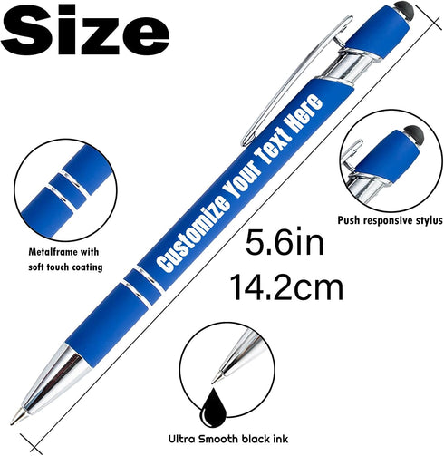 Coregiftr Personalised Pens Custom Engraved Ballpoint Pen with Stylus Tip Retractable Customized Click Ink Pen