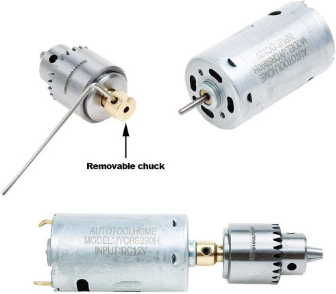 AUTOTOOLHOME Mini DC 12V Electric Hand Drill Motor & Twist Drills Set 1/88-1/6 inch JT0 Chuck Jewelry Craft Kit