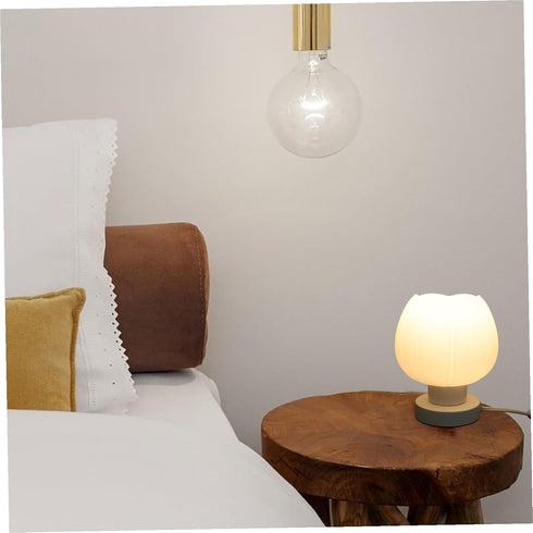 Dimmable Rechargeable Touch Bedside Lamp with Glass and Wood for Bedroom Nightstand Adjustable Brightness Color