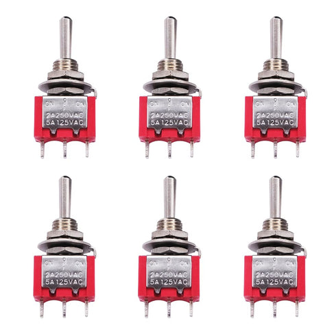 mxuteuk 6pcs Momentary Mini Toggle Switch 3 Terminal 3 Position SPDT (ON)/Off/(ON) for Car Dash 5A 125V