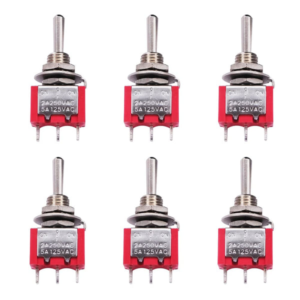 mxuteuk 6pcs Momentary Mini Toggle Switch 3 Terminal 3 Position SPDT (ON)/Off/(ON) for Car Dash 5A 125V