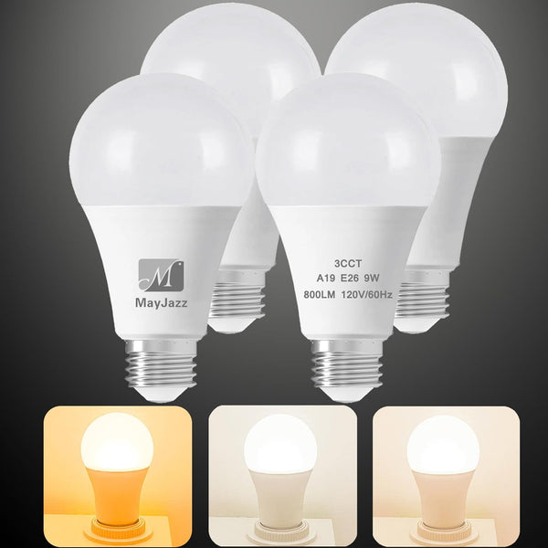 3 Color Temperature LED Light Bulb, A19 3CCT Color Changing, Energy Saving 9W (60W Equivalent), 810LM, E26 Base