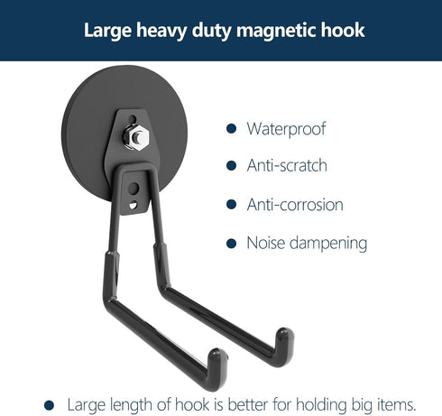 Large Heavy Duty Magnetic Hooks, Utility Hooks for Garden Tools, Steel Pegboard, Anti-Scratch EV Charger Holder