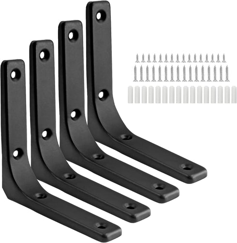 4Pcs L Wall Bracket, 4 x 4 Inch Heavy Duty Floating Shelf Bracket, Iron Joint Angle Bracket with Screws