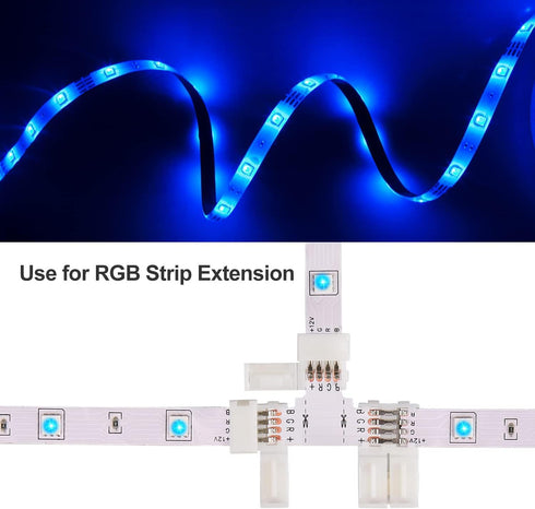 4 Pin LED Strip Connectors, Solderless Gapless Connector, 8mm Wide RGB L Splitter for 3528 2835 Multicolor LED Strip