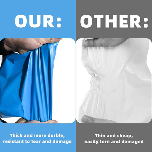 POLYSELLS 500 pcs Blue Poly Mailers, Strong Adhesive, Waterproof Postal Bags