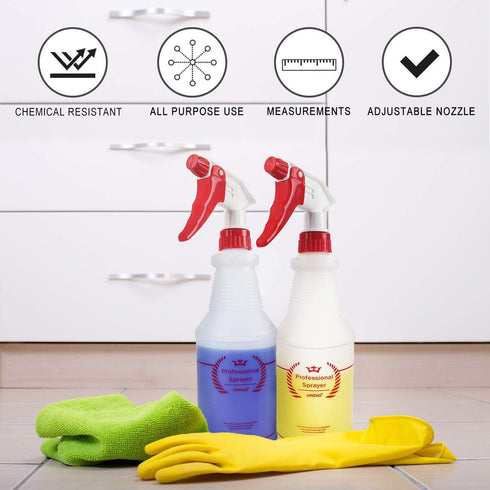 Plastic Spray Bottle 4 Pack, 32 Oz Heavy Duty Leak Proof Mist Empty Water Bottle for Cleaning, Planting, Pet