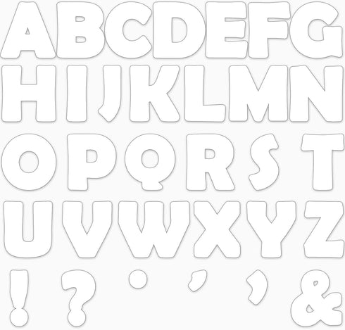 Qyeahkj 150 PCS Large 7" Font Bulletin Board Letters and Punctuation Cutouts, Pure White Border Decoration